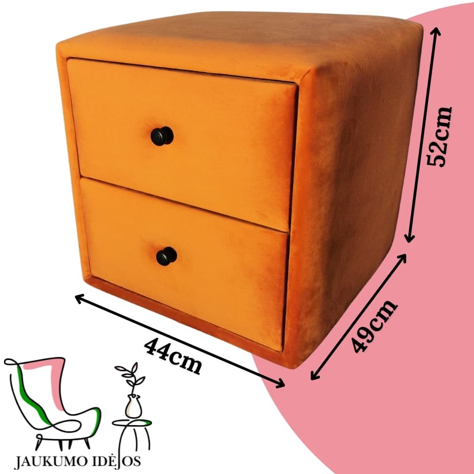 JAUKUMO IDĖJOS - Minkšta naktinė miegamojo spintelė prie lovos 44cm x 49cm x 52cm JAUKUMO IDĖJOS - Jūsų kasdieniam jaukumui